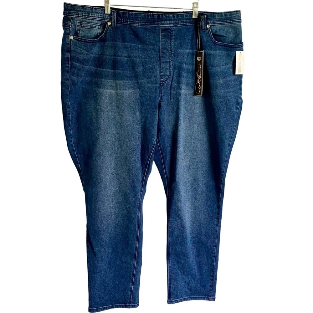 DG2 Diane Gilman Blue Pull On Elastic Waist Denim Jeggings Jeans 3X Tall NEW NWT
